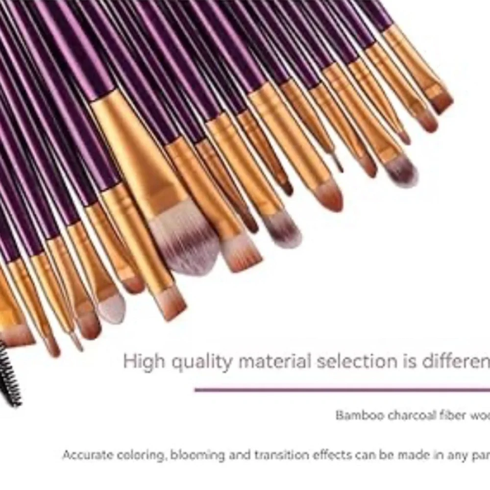 Purple and Gold Makeup Brush Set - set of 20 - new!